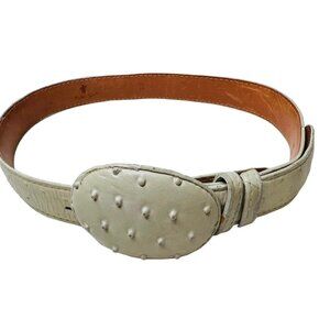 Rodeo Rider Men's 32 S Western Cowboy Belt Ivory Genuine Ostrich Leather Oval